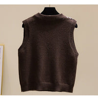 V-Neck Sleeveless Knit Vest Cardigan