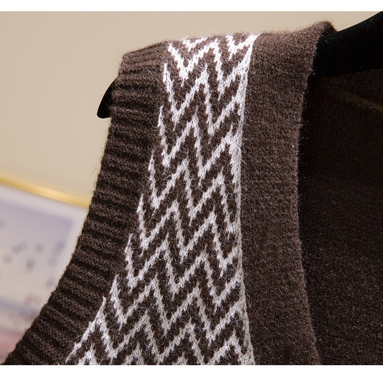 V-Neck Sleeveless Knit Vest Cardigan