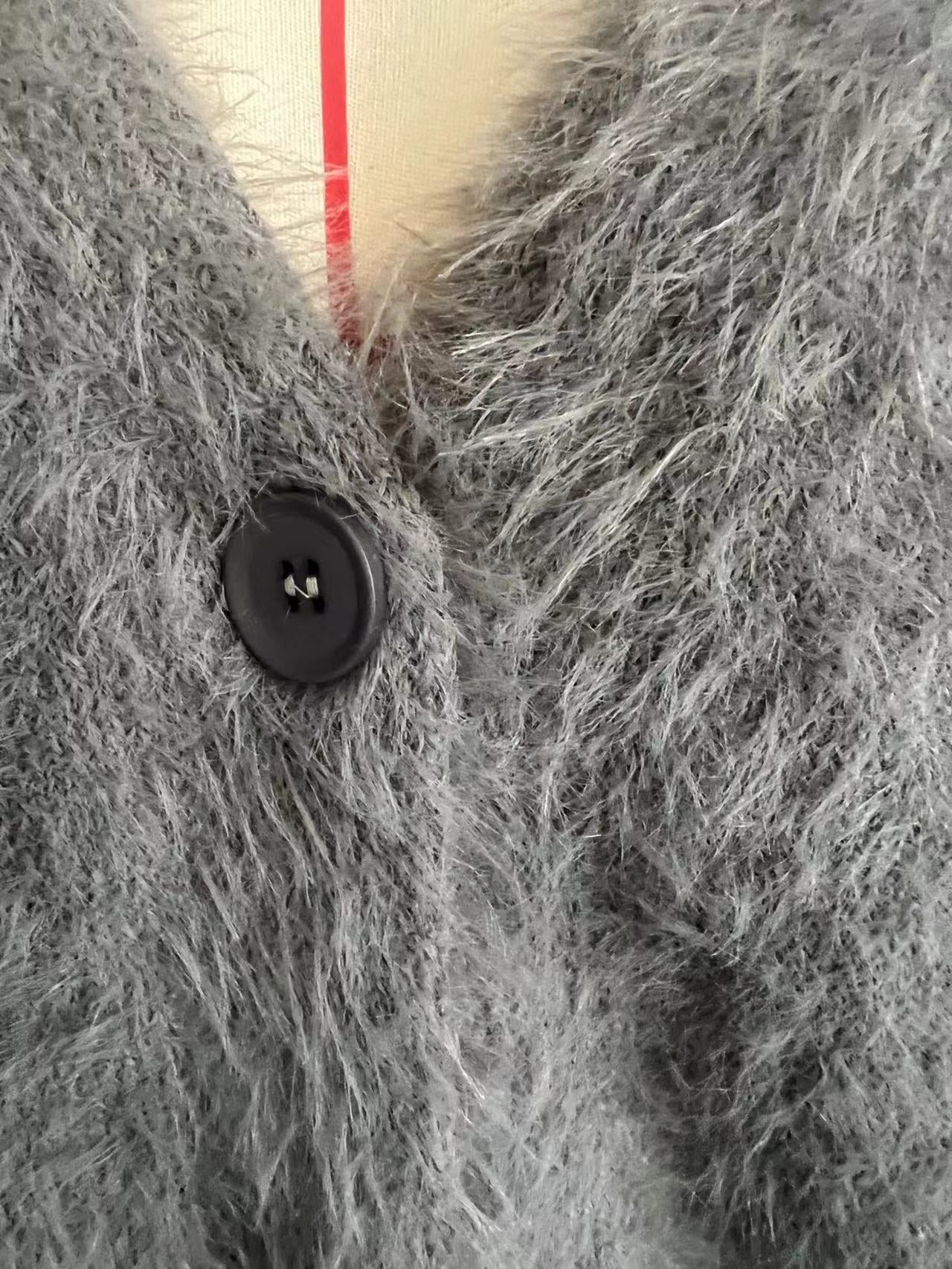 Loose Solid V-Neck Cardigan