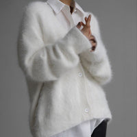 Loose Solid V-Neck Cardigan