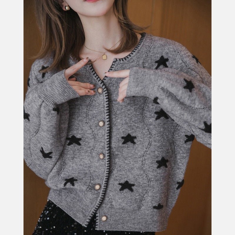 Purple Star V-Neck Cardigan