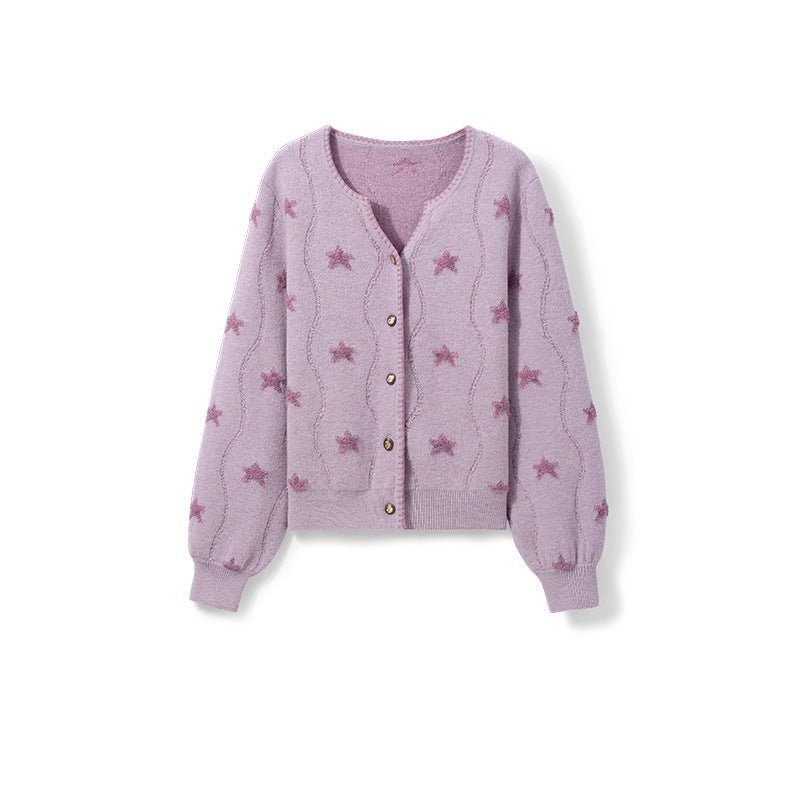 Purple Star V-Neck Cardigan