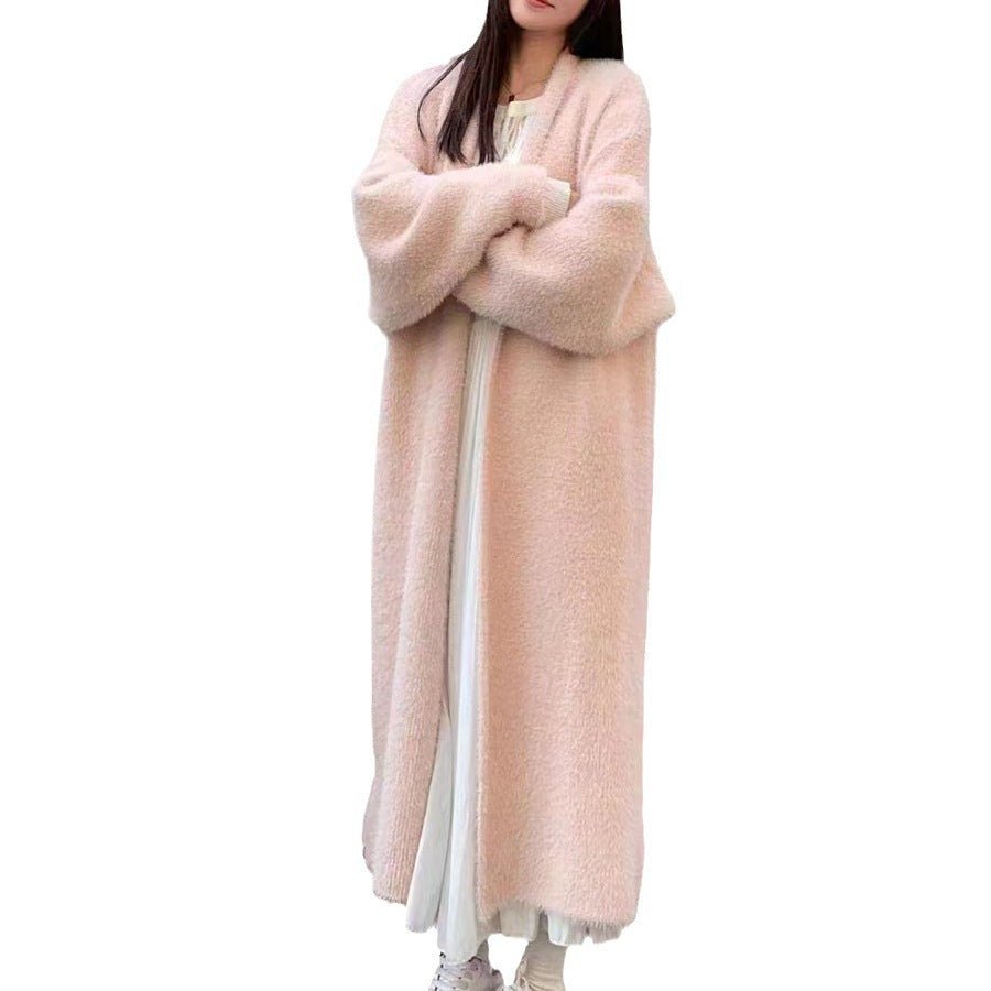 Loose Thick White Mink Fleece Cardigan