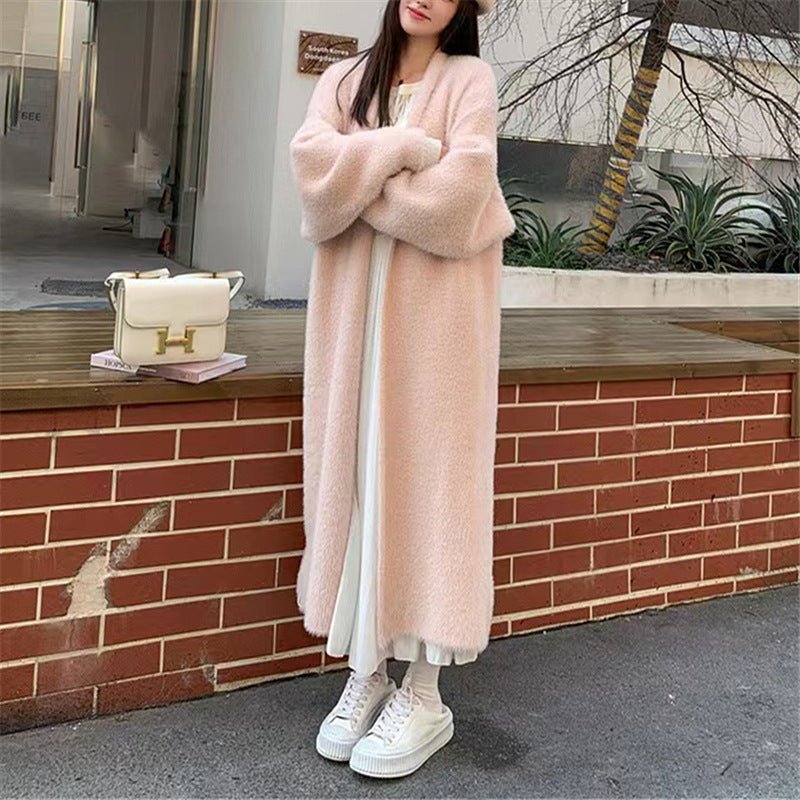 Loose Thick White Mink Fleece Cardigan