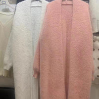 Loose Thick White Mink Fleece Cardigan