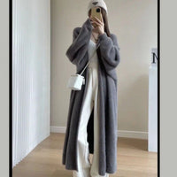 Loose Thick White Mink Fleece Cardigan