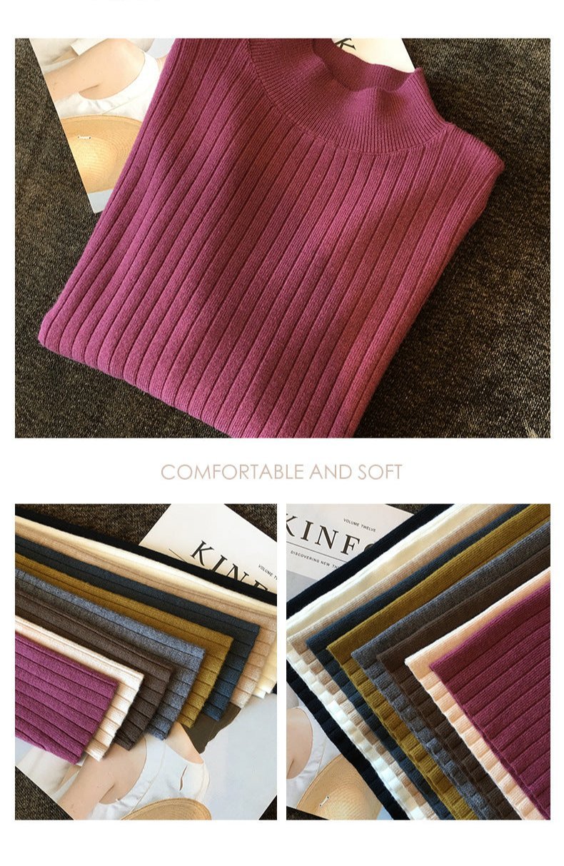 Solid Half-Turtleneck Winter Pullover