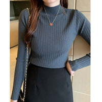 Solid Half-Turtleneck Winter Pullover