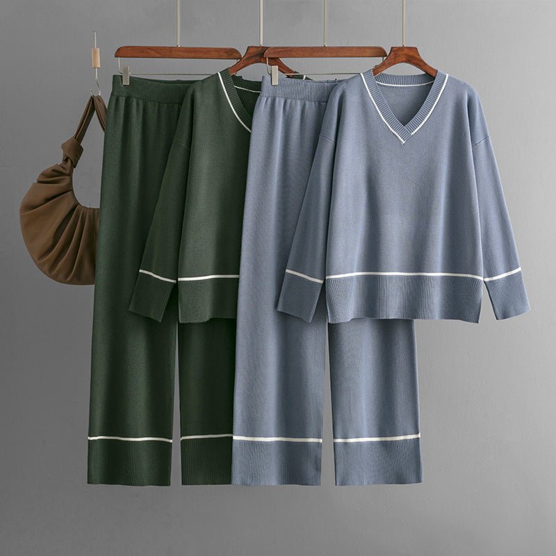 Loose Casual Knit Pullover Two-Piece Set