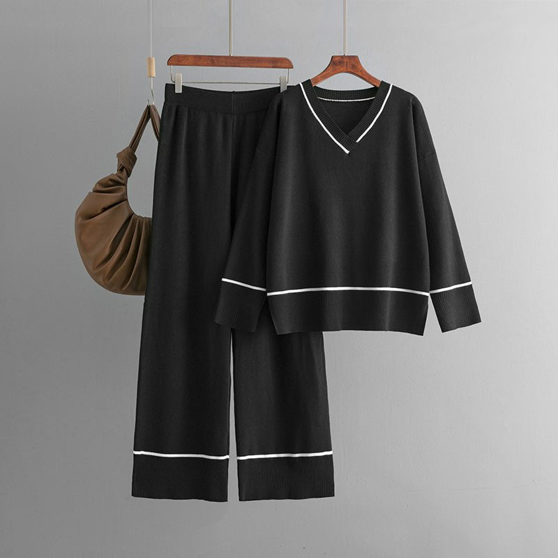 Loose Casual Knit Pullover Two-Piece Set