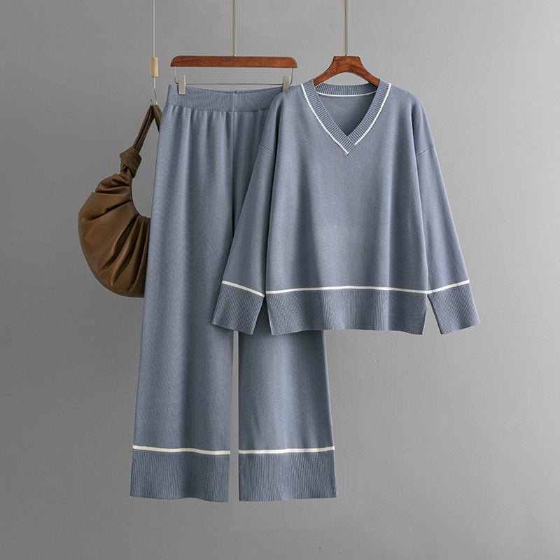 Loose Casual Knit Pullover Two-Piece Set