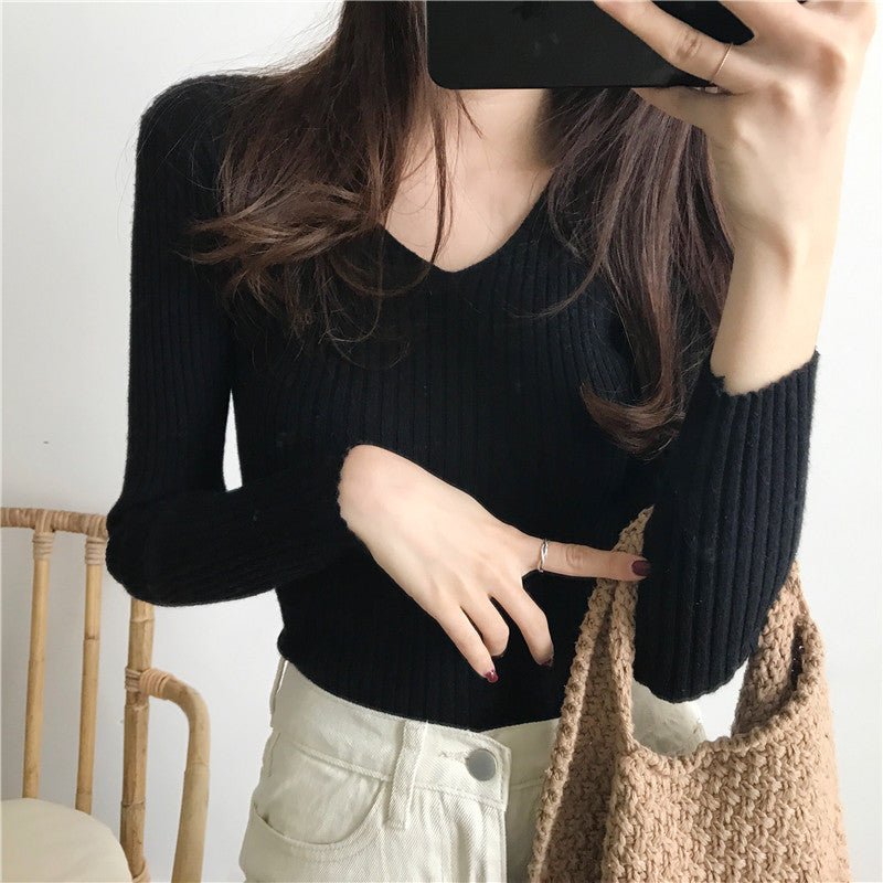 Slim Fit V-Neck Winter Top