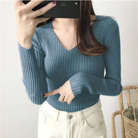Slim Fit V-Neck Winter Top