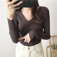 Slim Fit V-Neck Winter Top