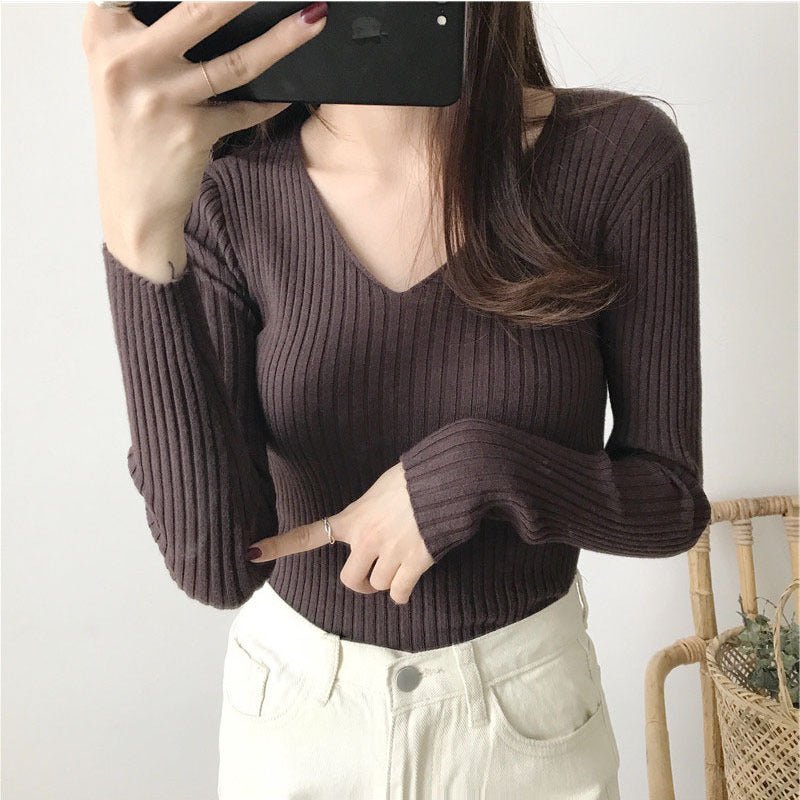 Slim Fit V-Neck Winter Top