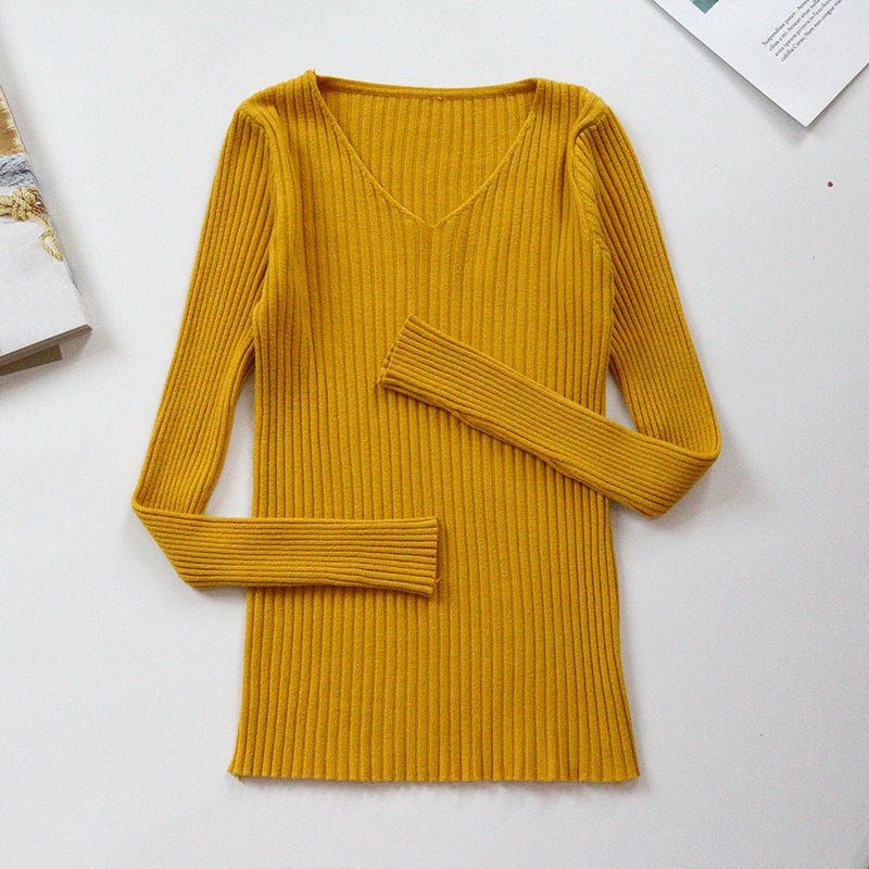 Slim Fit V-Neck Winter Top