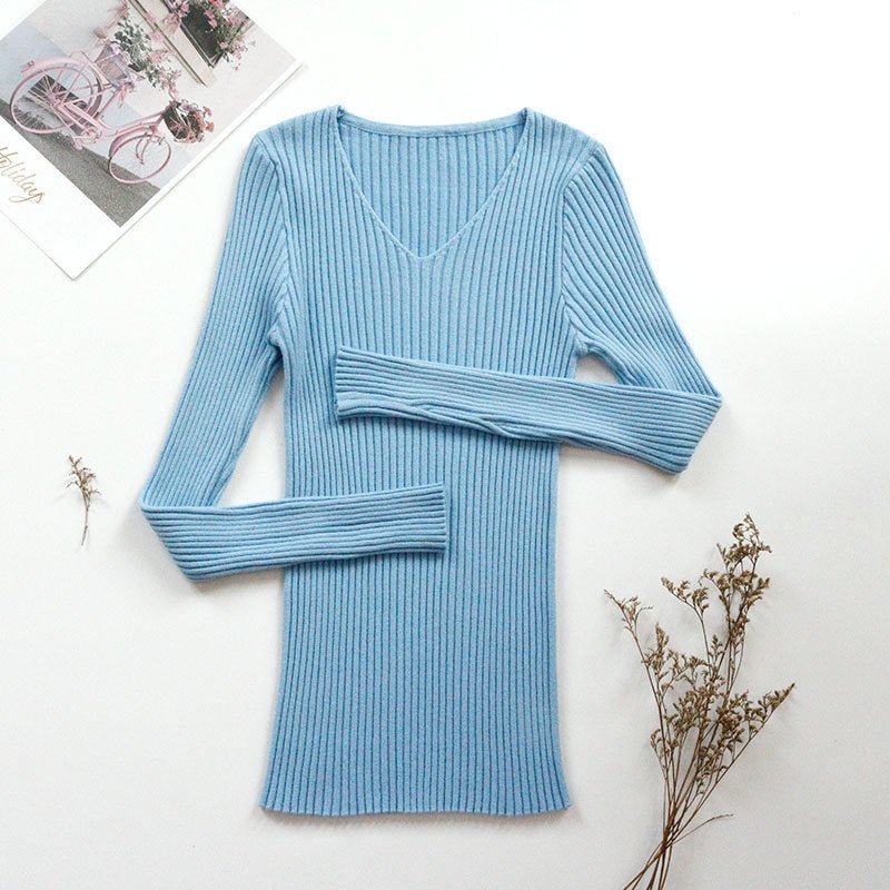 Slim Fit V-Neck Winter Top