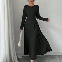 Elegant Cinched Top & Asymmetrical Skirt Set