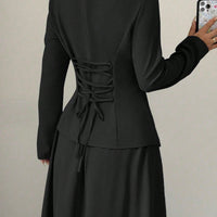 Elegant Cinched Top & Asymmetrical Skirt Set