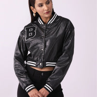 High Waist Leather Bomber