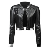 High Waist Leather Bomber