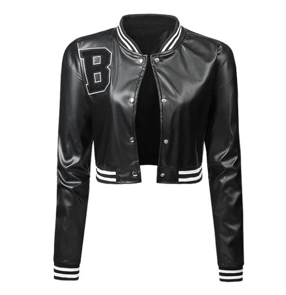 High Waist Leather Bomber
