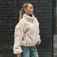 Beige Sleeveless Fur Vest