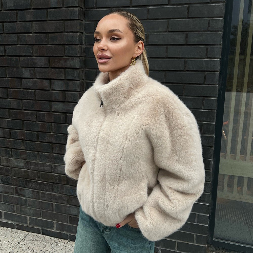 Beige Sleeveless Fur Vest