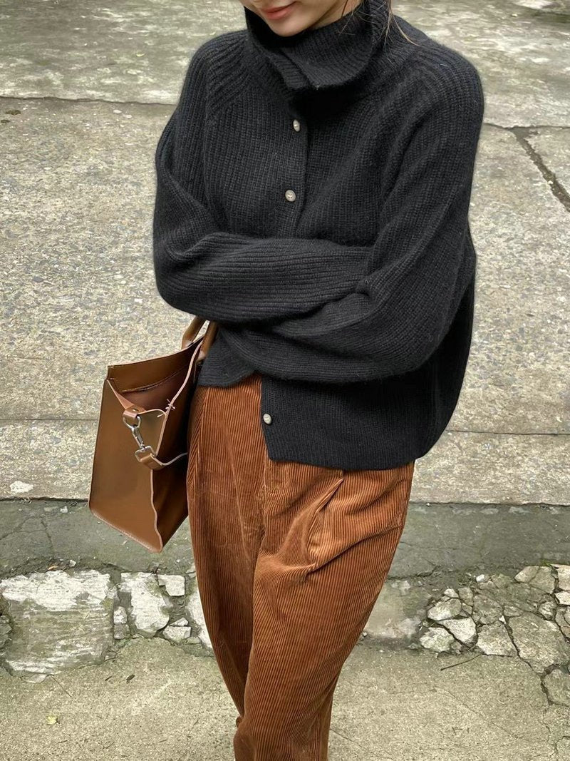 Loose Thick Cashmere Blend Cardigan