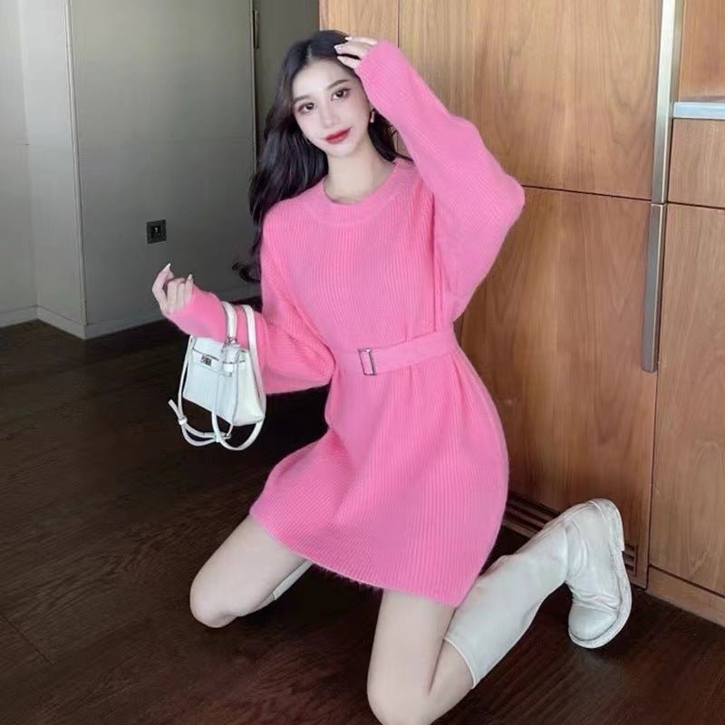 Color Block Wool Blend Crew Neck Pullover