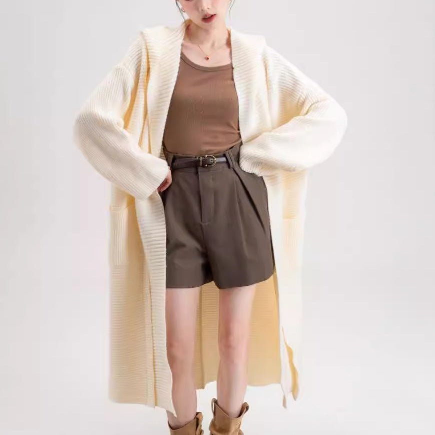 Korean Loose Fit Wool Blend Long Sweater Coat for Autumn & Winter