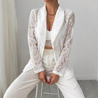 White Lace Embroidery Blazer