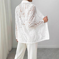 Lace Embroidery White Blazer