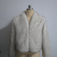 Short Faux Fur V-Neck Coat