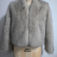 Short Faux Fur V-Neck Coat