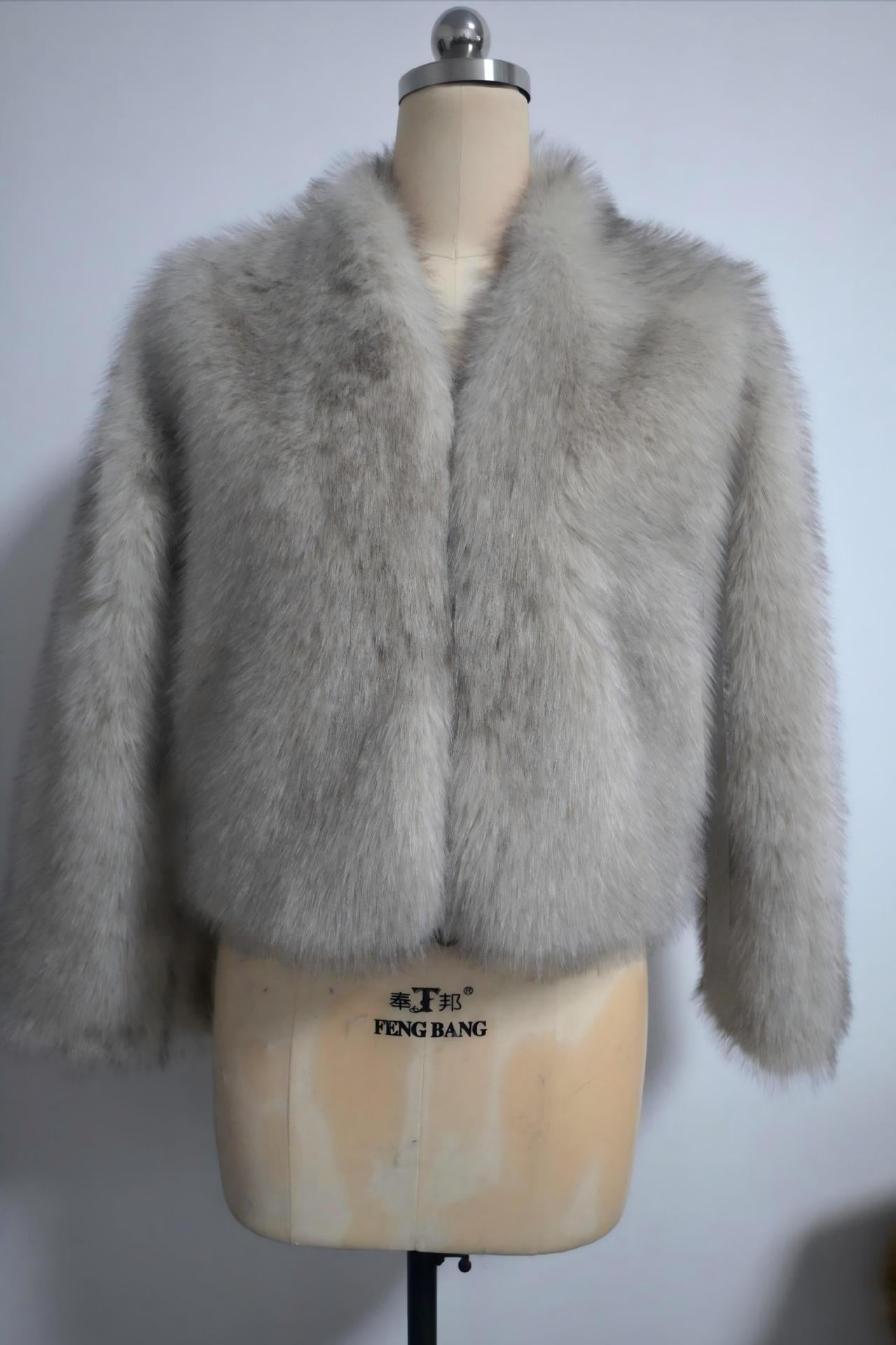 Short Faux Fur V-Neck Coat
