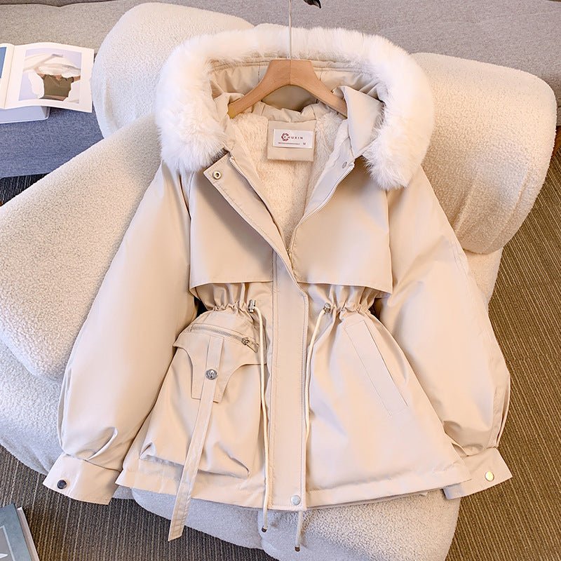 Slim Hooded Fur-Collar Coat