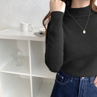 Loose Fleece Semi-Turtleneck Pullover