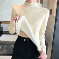Loose Fleece Semi-Turtleneck Pullover