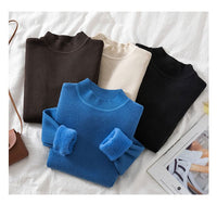 Loose Fleece Semi-Turtleneck Pullover
