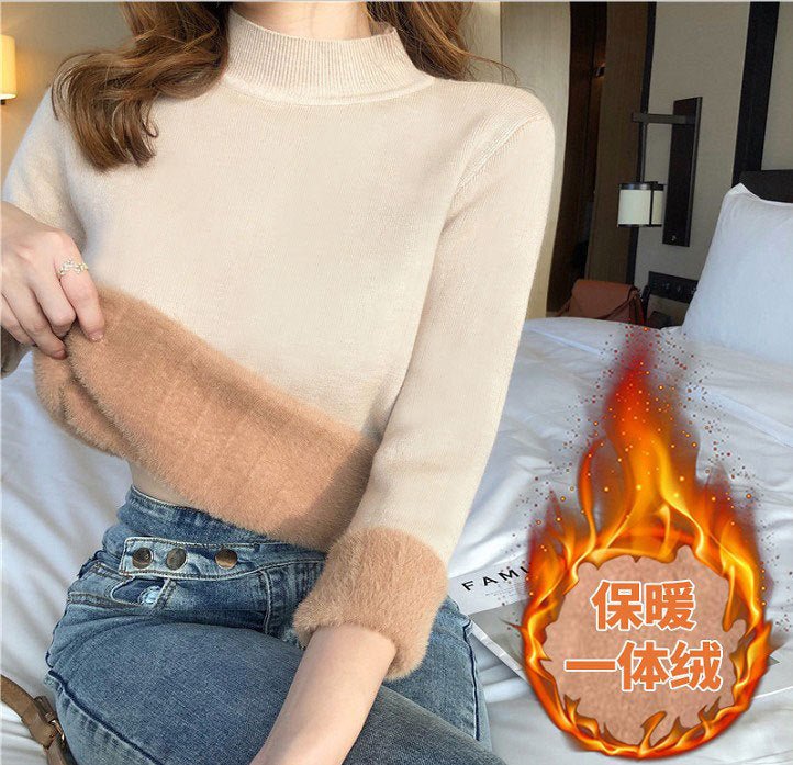 Loose Fleece Semi-Turtleneck Pullover