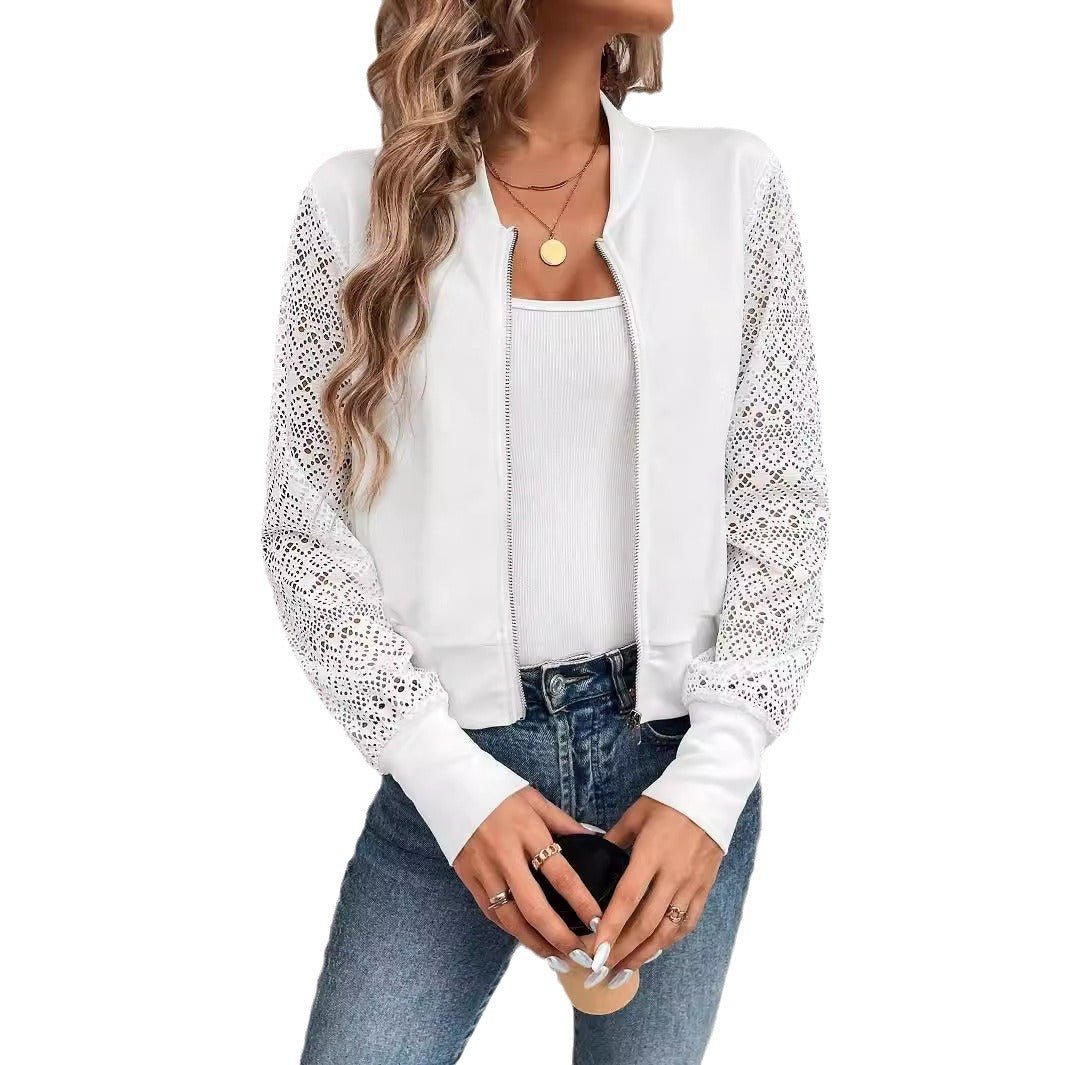 Lace Patchwork Baseball Jacket