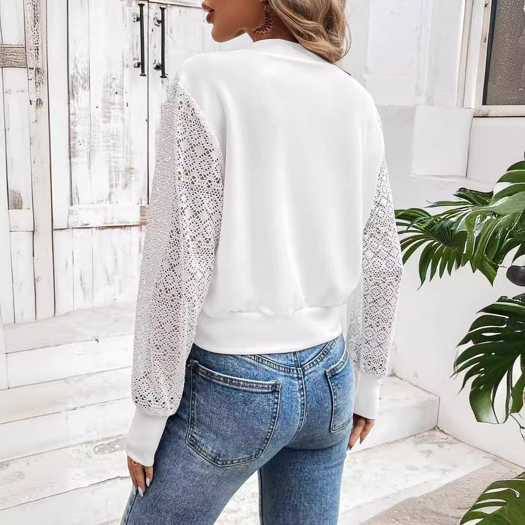 Lace Patchwork Baseball Jacket