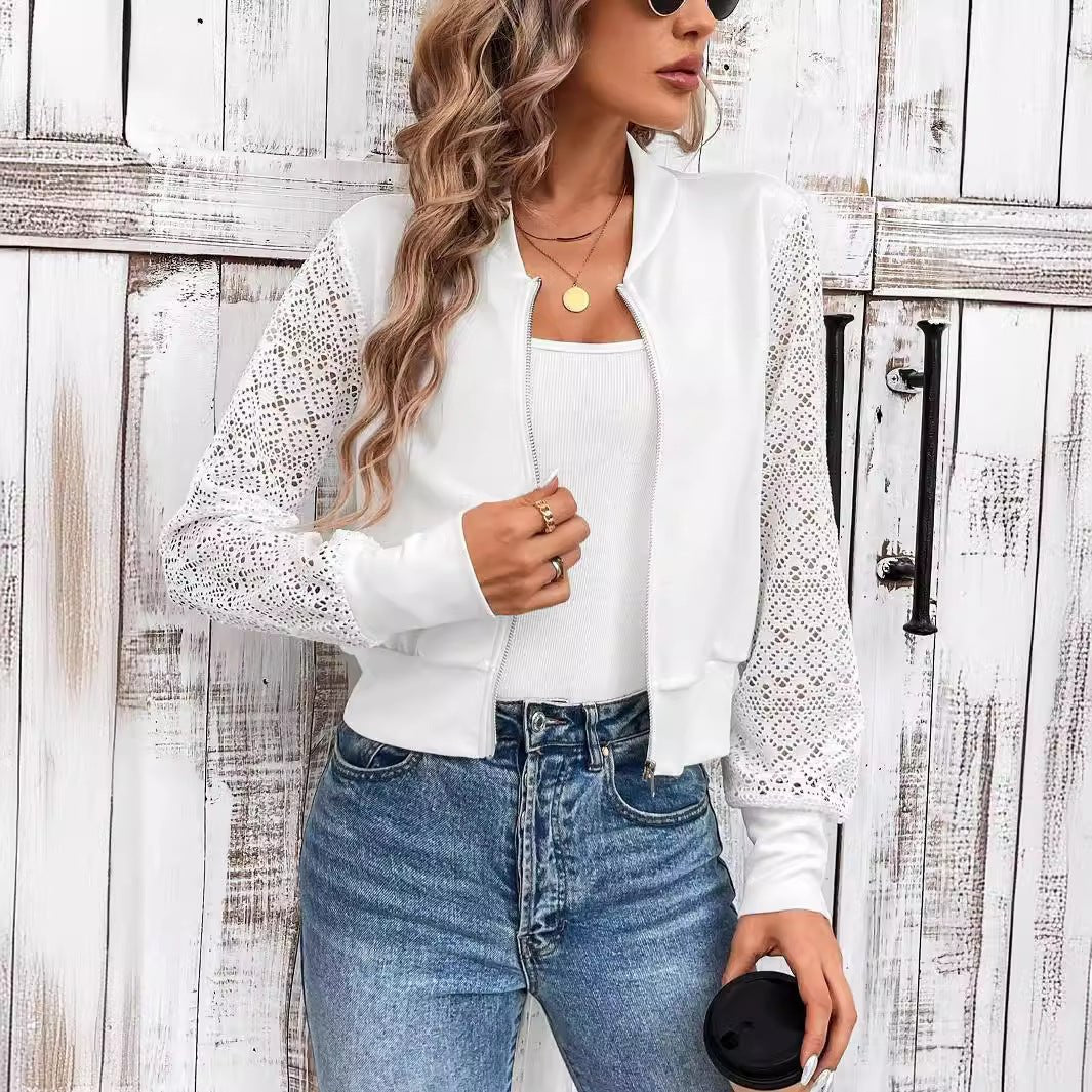 Lace Patchwork Baseball Jacket