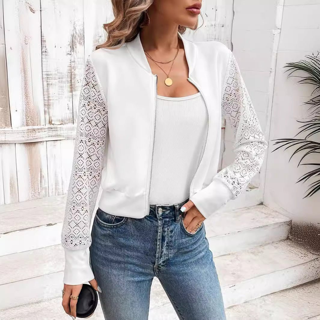 Lace Patchwork Baseball Jacket