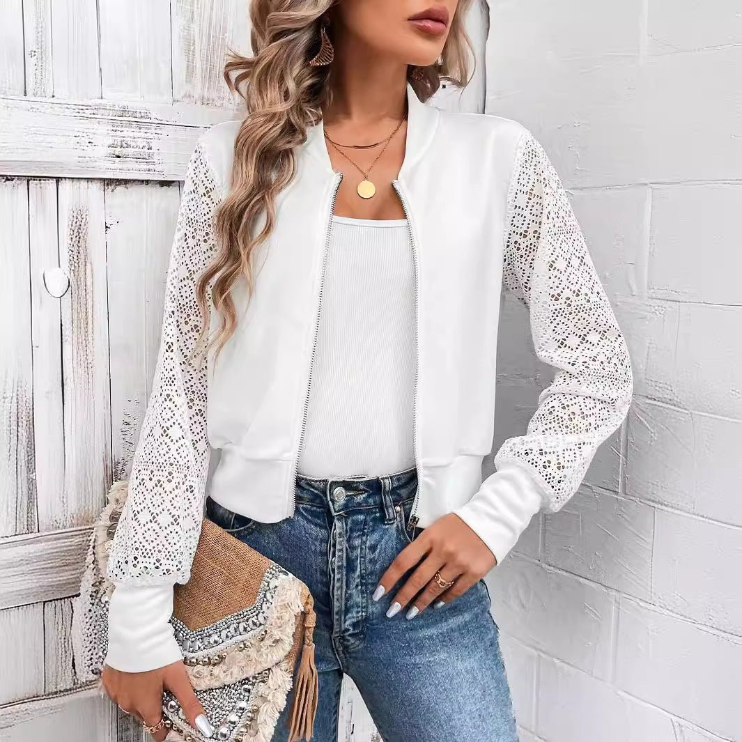 Lace Patchwork Baseball Jacket