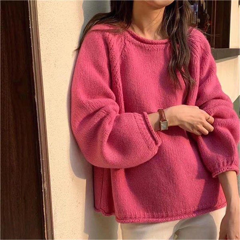 Oversized Solid Knit Pullover