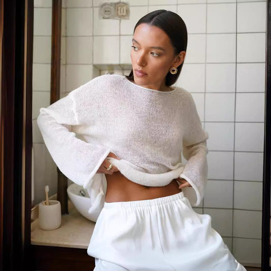 Loose Off-Shoulder Bell Sleeve Sweater