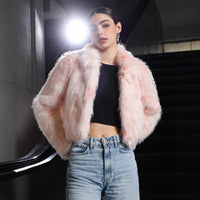 Pink Faux Fur Moto Jacket