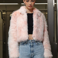 Pink Faux Fur Moto Jacket